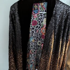 Johnny Was Black Velvet Blazer with Gradient Elegance